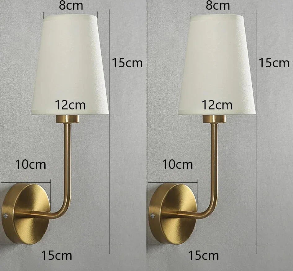 Arandela Abajur Minimalista Dourado em Metal e Linho