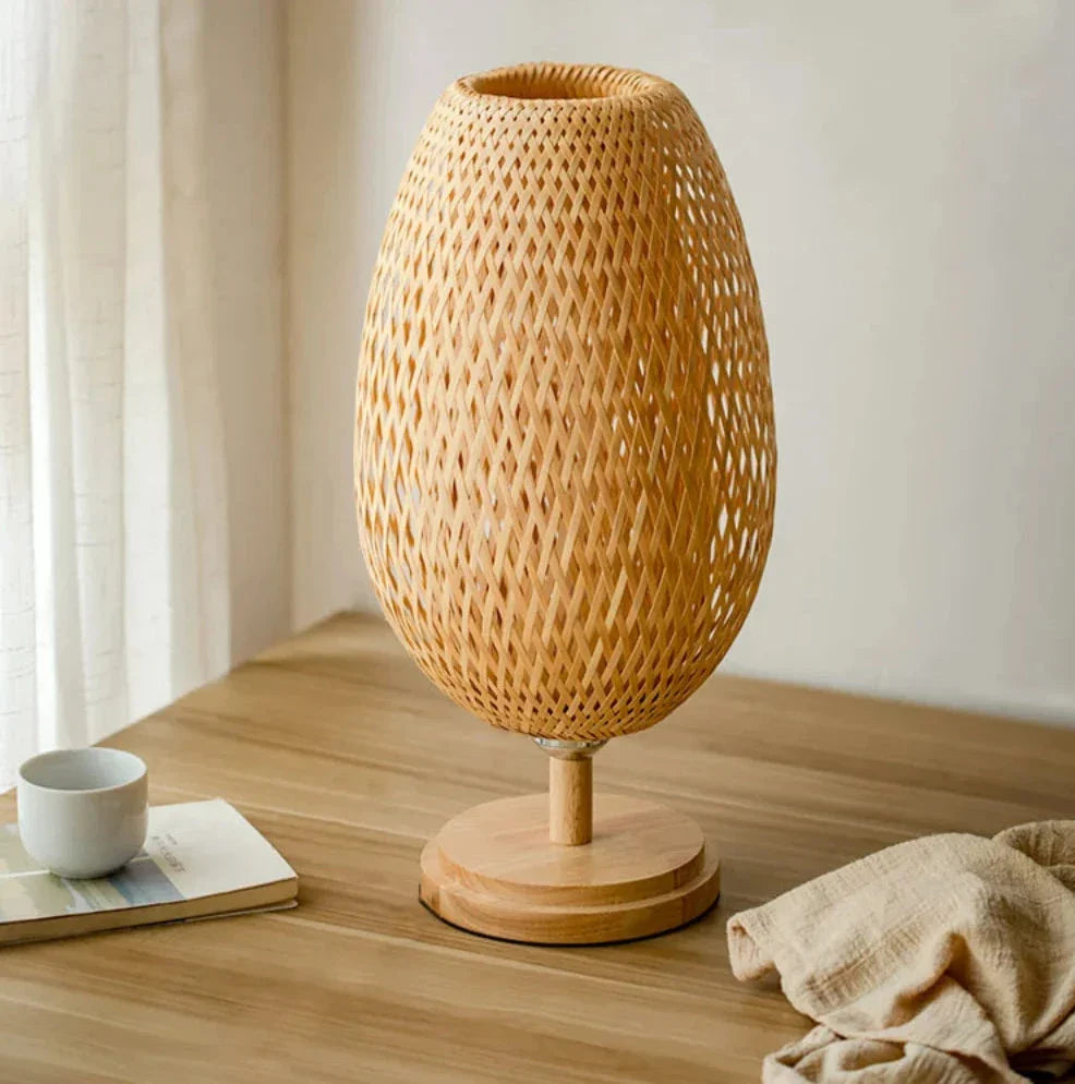 Luminária de Mesa Artesanal Rattan Redonda ou Oval
